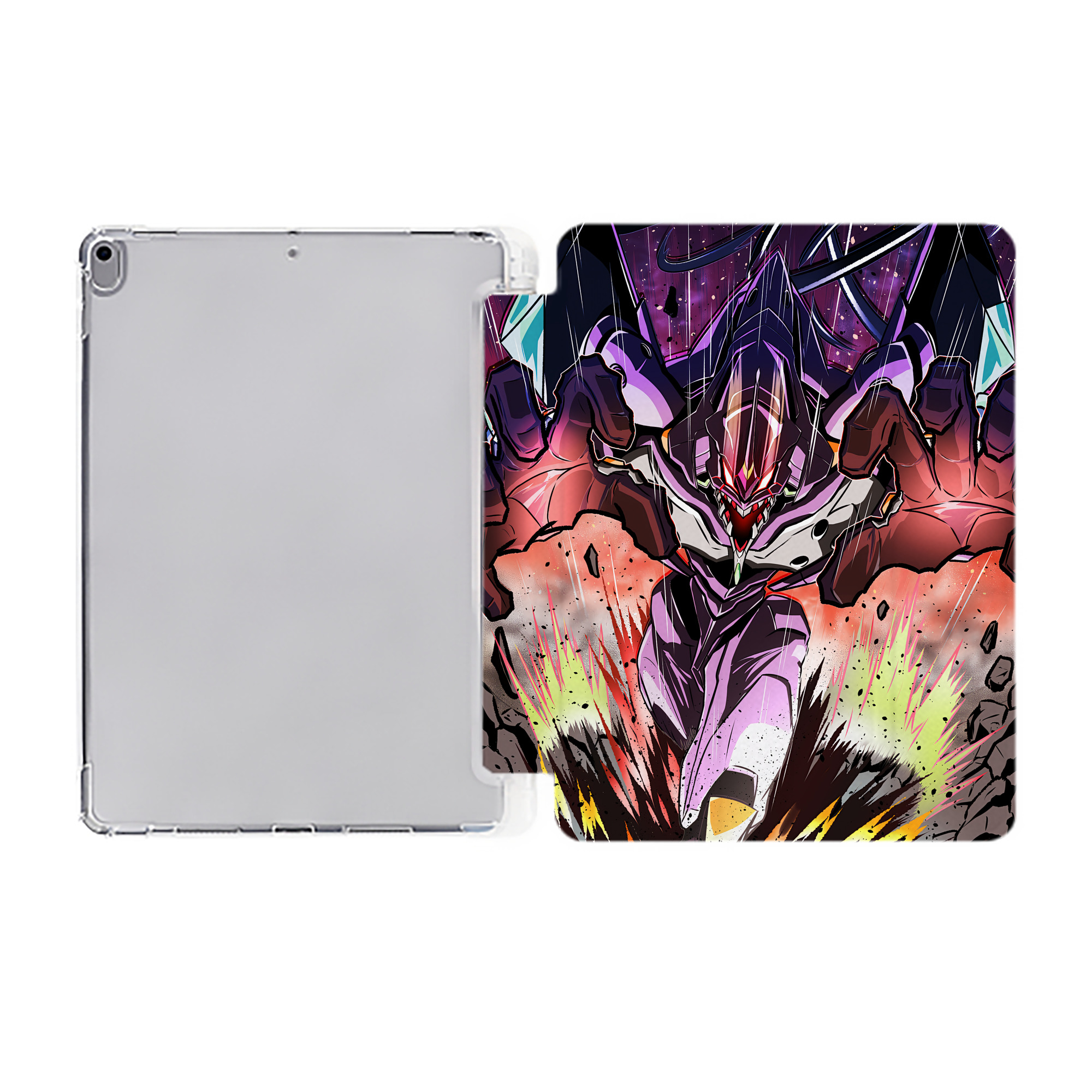 （画像用） EVA 新世紀エヴァンゲリオン IPad ケース ペン収納付き 三つ折りスタンド PUレザー×シリコン 対応機種9.5/10.5/10.9インチ